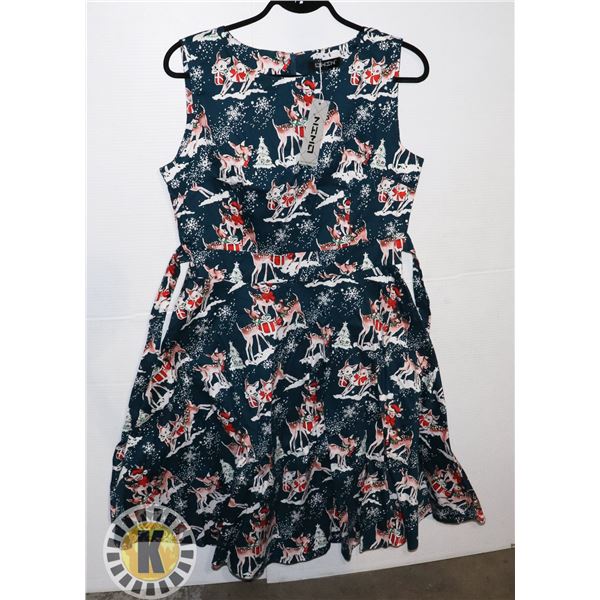 WOMENS L  REINDEER THEMED DRESS