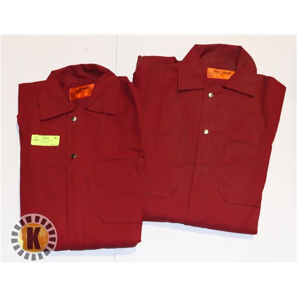 2 PAIRS OF RED ONE-PIECE COVERALLS - SIZE 36T