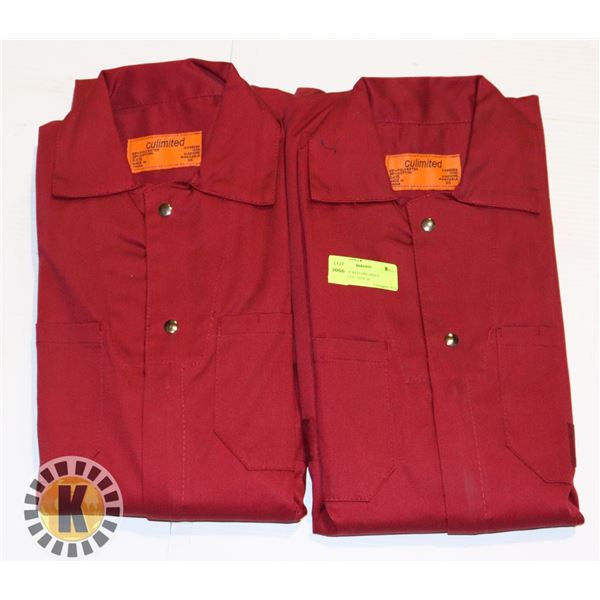 2 PAIRS OF RED ONE-PIECE COVERALLS - SIZE 36