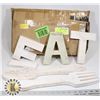 Image 1 : WOODEN KITCHEN DECOR LETTERS EAT & SPOON AND FORK