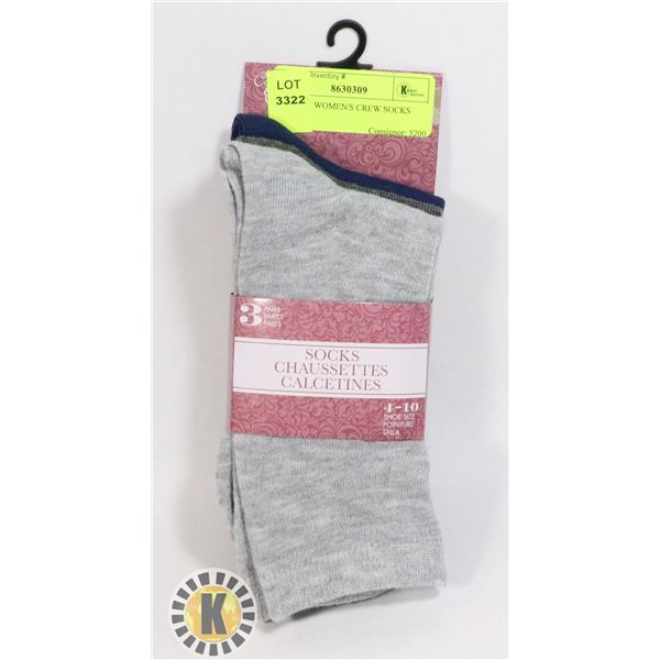 NEW 3PK WOMEN'S CREW SOCKS