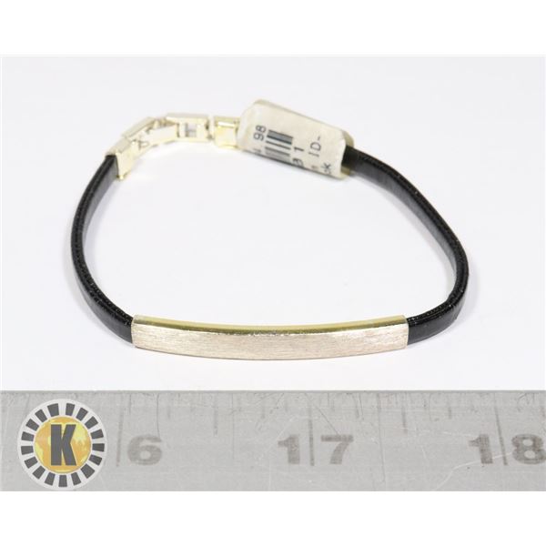 LADIES SLIM ID SILVER/BLACK BRACELET