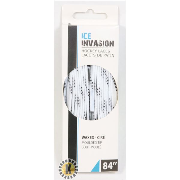 NEW ICE INVASION HOCKEY LACES SIZE 84  WAXED