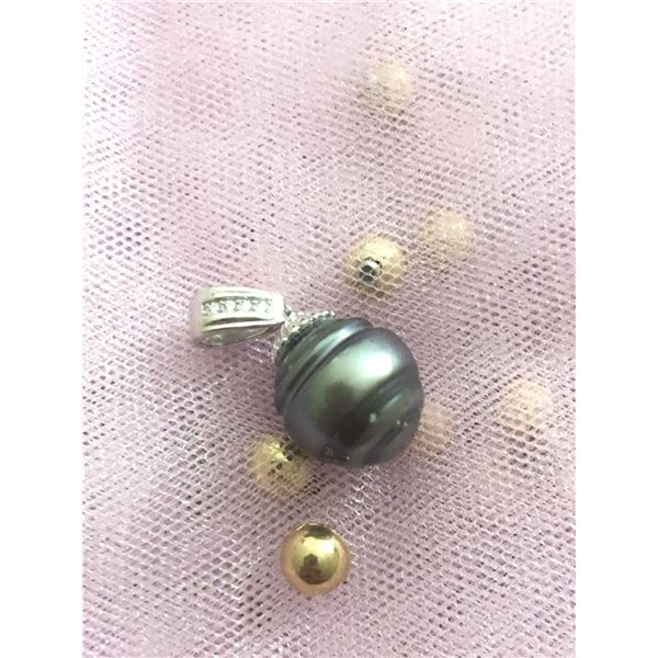 SILVER GENUINE TAHITION PEARL 12-33MM CZ PENDANT