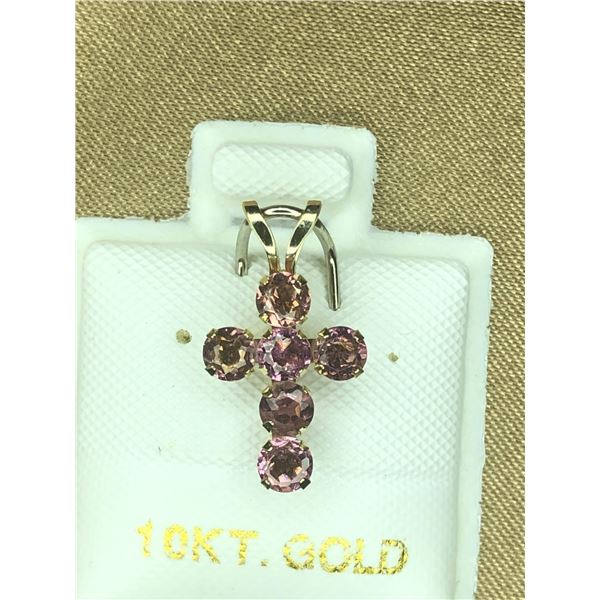 10K YELLOW GOLD TOURMALINE PENDANT, MADE IN