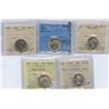 Image 1 : Lot of 5 Graded Twenty-Five Cents