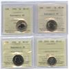 Image 1 : Lot of 4 ICCS Graded Five & Ten Cents