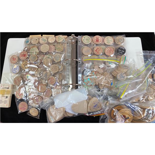 Large Wooden Nickel Collection & Misc