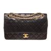 Image 1 : Chanel Black Leather Chain Double Flap Bag