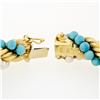 Image 5 : Vintage 18K Gold Intertwined Braided Rope Chain Bracelet Turquoise & Pearl Beads