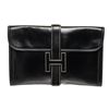 Image 1 : Hermes Black Leather Jige Clutch Bag