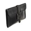 Image 2 : Hermes Black Leather Jige Clutch Bag
