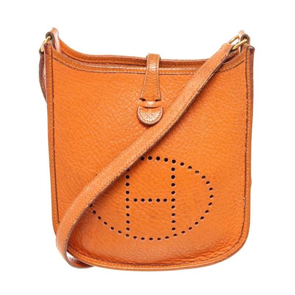 Hermes Orange Leather Evelyne 1 T PM Tote Bag