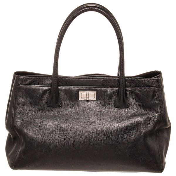 Chanel Black Leather East West Cerf Shoulder Bag