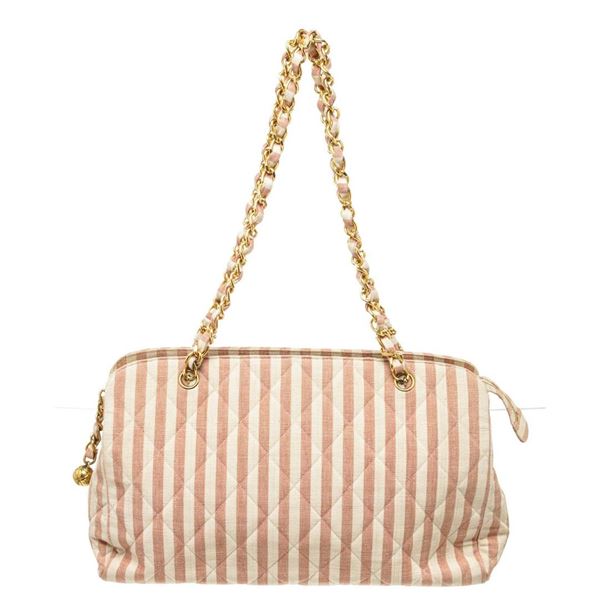 Chanel Brown White Vintage Chain Zippy Wallet