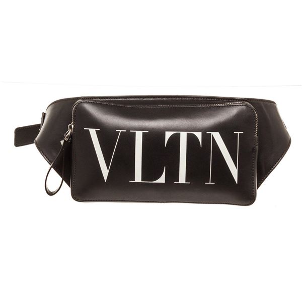 Valentino Black Leather Rockstud Waist Bag