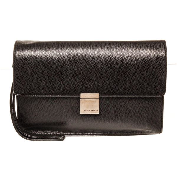 Louis Vuitton Black Leather Selenga Clutch Bag