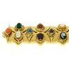 Image 5 : RARE Antique 14K Yellow Gold Multi Gemstone Wide Florentine Slide Charm Bracelet