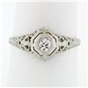 Image 1 : Antique art deco period 18k White Gold .18 ctw Diamond Solitaire Filigree Engage