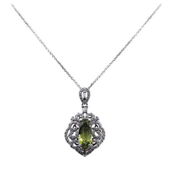 3.19 ctw Sapphire and Diamond Pendant With Chain - Platinum