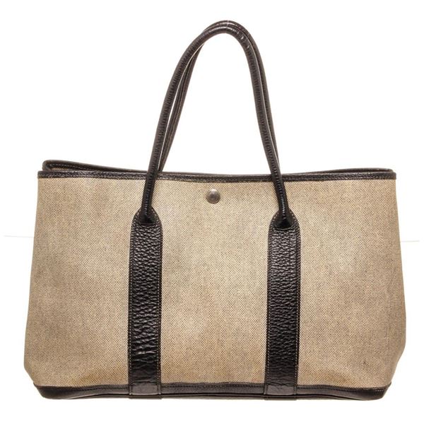 Hermes Beige Canvas Garden Party Tote Bag