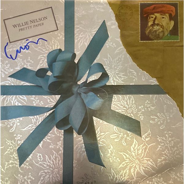 Signed Willie Nelson Pretty Paper Album Cover