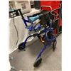 Image 1 : Airgo Fusion Blue Walker with bath safety seat and black cane