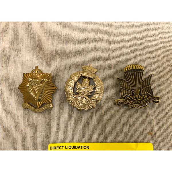 Three Canadian Hat Badges