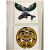 Image 2 : Three Painted Native Tiles and Needlepoint - Tiles by Joe Wilson & Ben Houstie