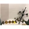 Image 1 : Group of steel and Brass Candle Holders - 6 quantity