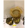 Image 2 : Two Vintage Brass Lamps - one with ornate glass shade