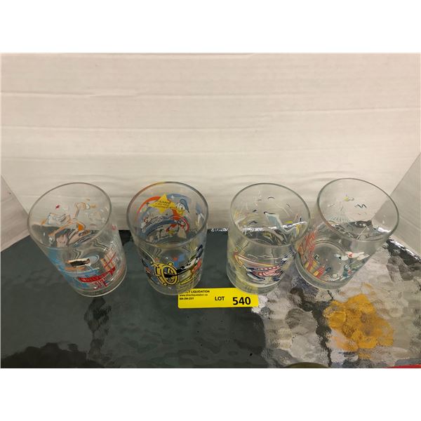 Set of 4 Disney/McDonald commemorative glasses celebrating a partnership of 25 years