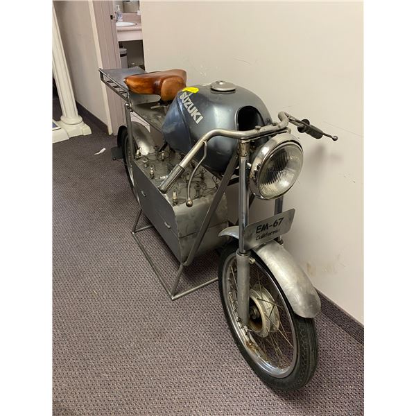 Reproduction Suzuki Motorbike Sculpture - approx. 6 ft 4in wide x 42in tall