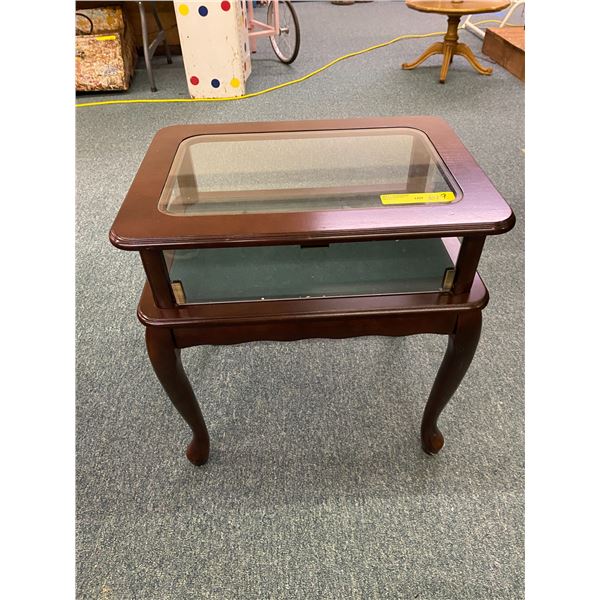 Antique Display Table with Glass - approx. 21 1/2in x 15 1/2in x 22 1/2in - beautiful piece for disp