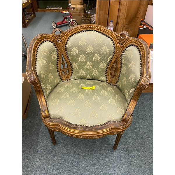 1880 French Gilded 1/2 Round/Barrel Chairs - Period correct upholstery (reupholstered).  Real Gold G