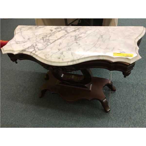 Antique Harp Table with Granite Bevelled Top - Beautiful Piece - approx. 41in x 17in  x 26 1/2in