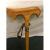 Image 2 : Carved Bird - Wooden Cane - metal tip on bottom with wrist strap