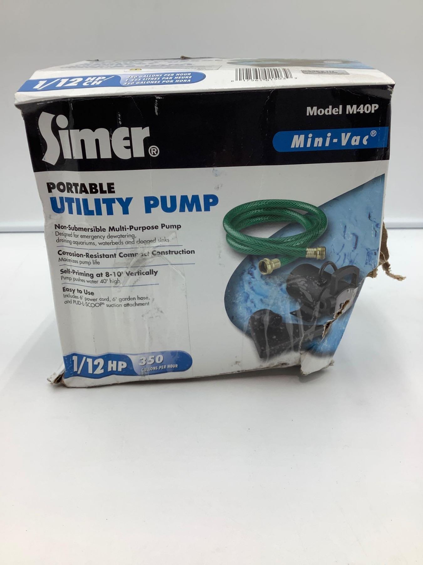 Simer Portable Utility Pump Mini Vac (model M40P)