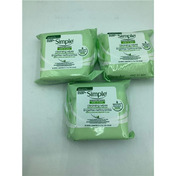 Simple cleansing and makeup removing  wipes ( 3 x 25 wipes)