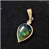Image 2 : $700 14K  Enhanced Black Opal(2ct) Diamond(0.07ct) Pendant