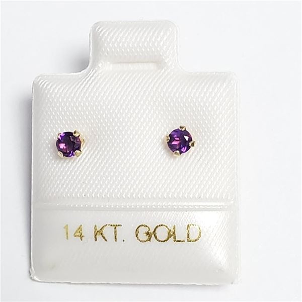 $100  Solid Gold With Amethyst Stud Earrings