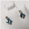 Image 2 : $250 10K  Blue Topaz(0.44ct) Diamond(0.06ct) Earrings
