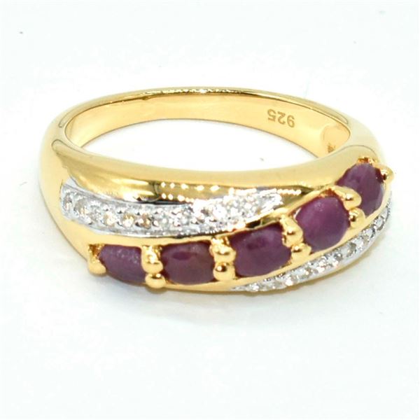 Gold plated Sil Ruby(1.45ct) Ring