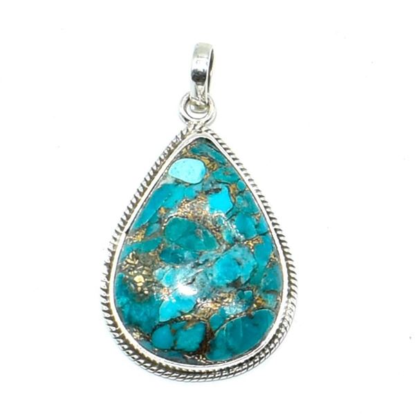 Silver Blue Copper Turquoise(18.45ct) Pendant