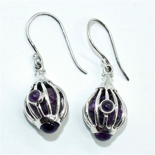 Silver Amethyst(13.5ct) Earrings