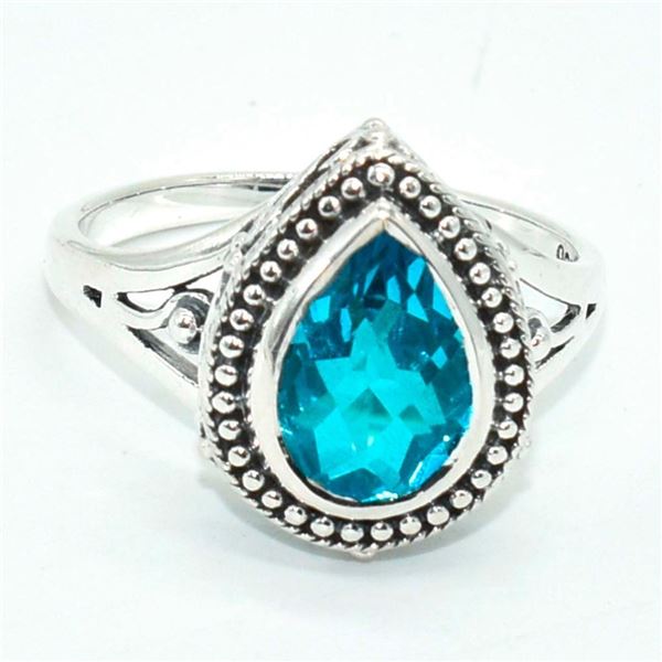 Silver Swiss Blue Quartz(1.35ct) Earrings