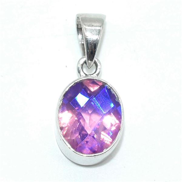 Silver Blue Mystic Quartz(3.6ct) Pendant