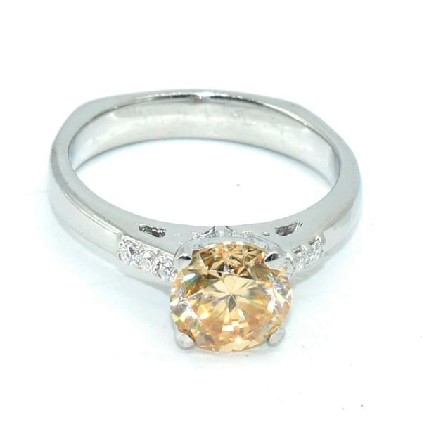 Silver Yellowiesh Moissanite(1.65ct) Ring