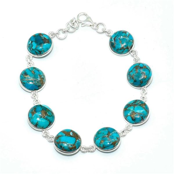 Silver Blue Copper Turquoise(21.6ct) Bracelet