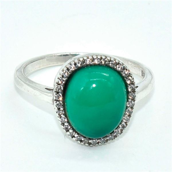 Silver Green Onyx Cz(3.6ct) Ring